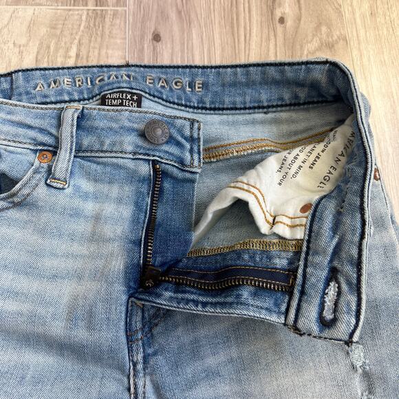 American Eagle Airflex + Temp Tech Athletic Skinny Distressed Jeans Size W28 L28 - Picture 7 of 12
